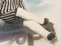 Photographic pastel of a boy, ca. 1880 close up of the legs